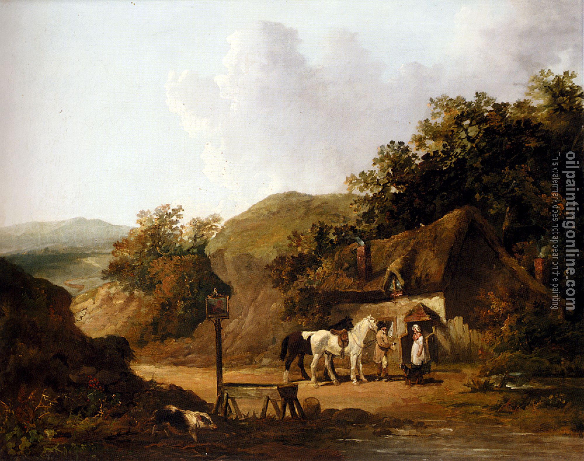 George Morland - Taking Refreshments Outside A Village Inn